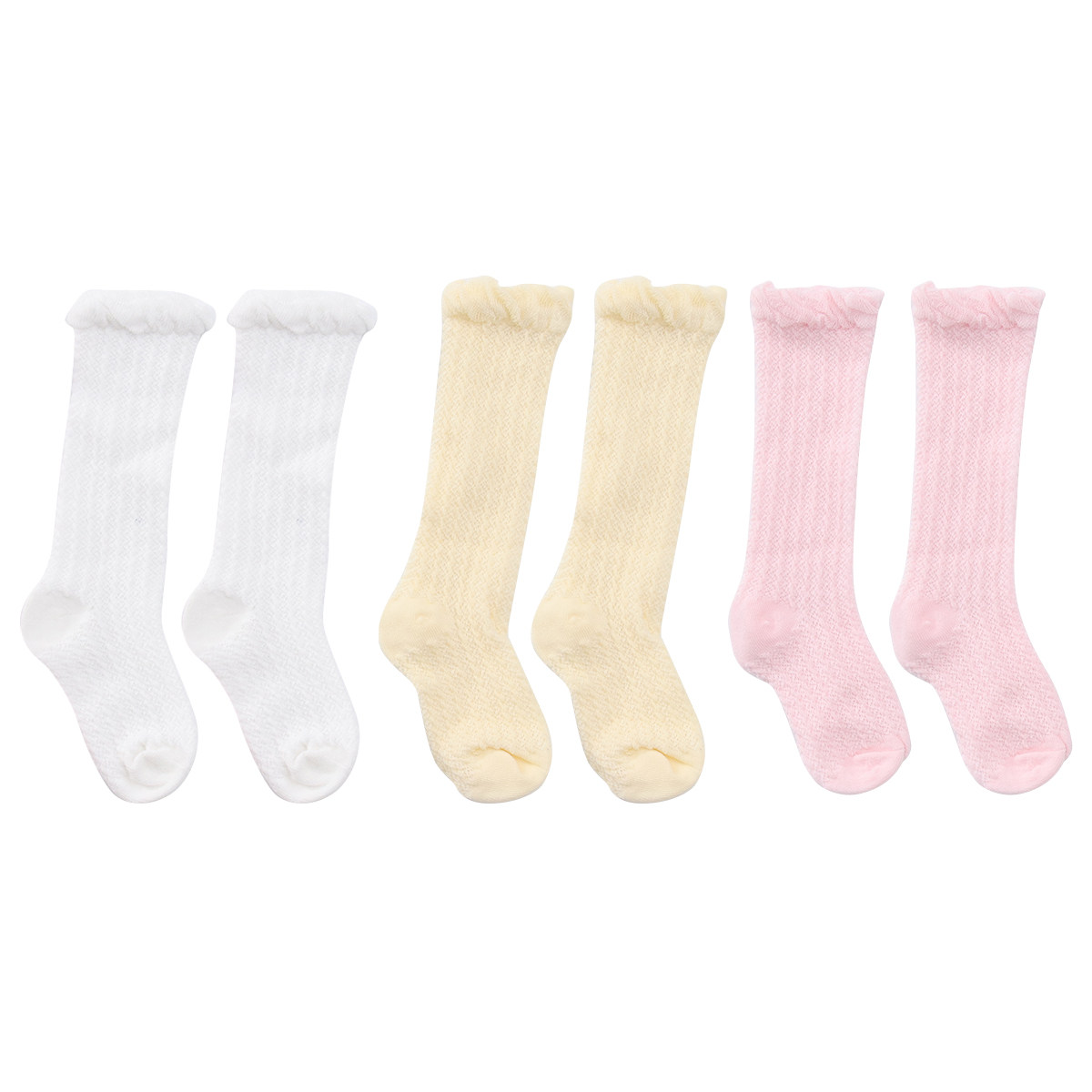 Unisex Baby Socks Non Slip - 3 Çift Bebekler İçin Uzun, Sivrisinek