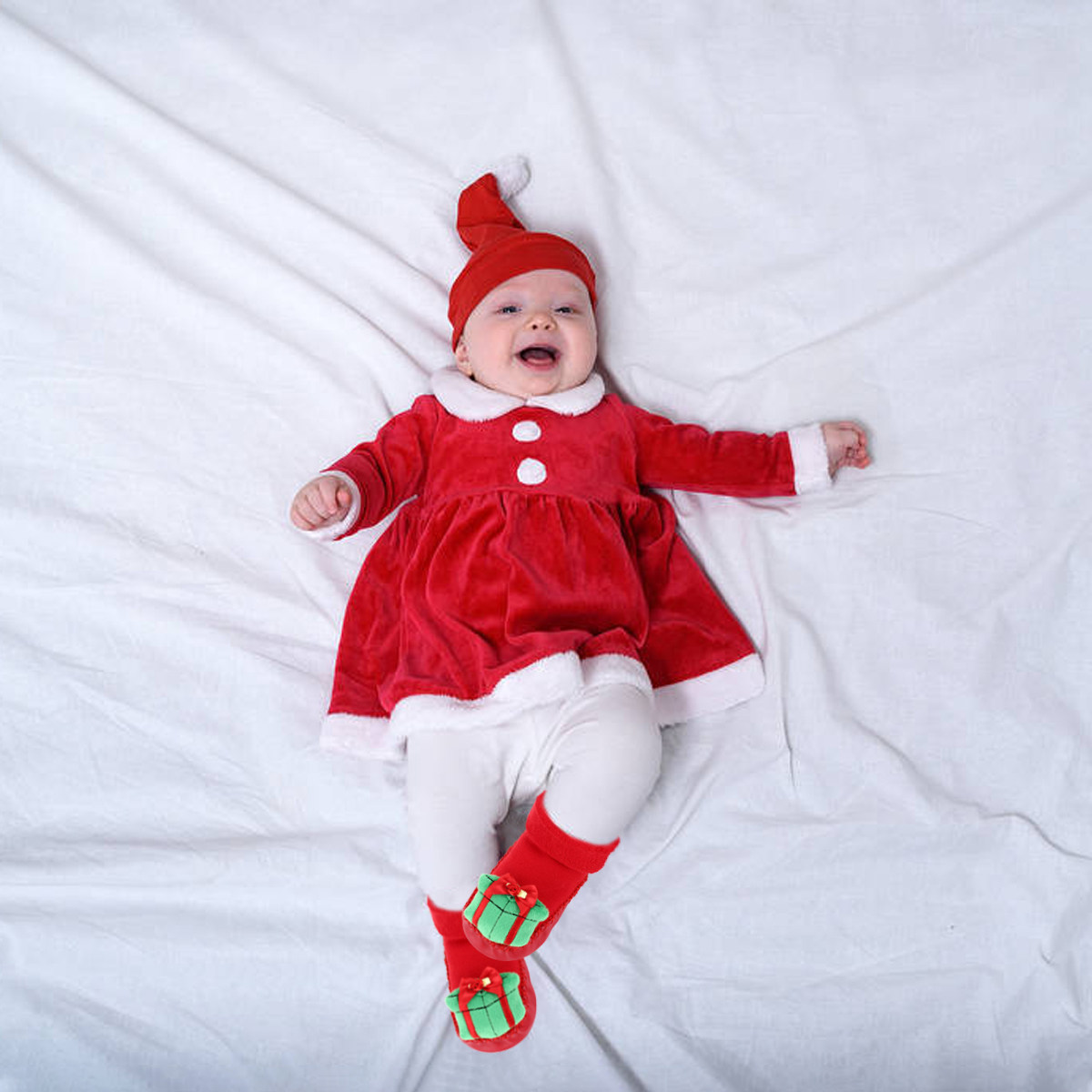 1 Çift Kaymaz Tabanlı, Noel Te - Unisex Baby Socks Non Slip incelemesi ve fiyatı